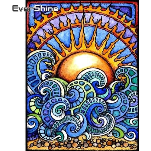 EverShine Diamond Painting Cartoon Scenery Full Square Square Diamond Embroidery Sun Paintings Mosaic Diamonds Art Wall Decor