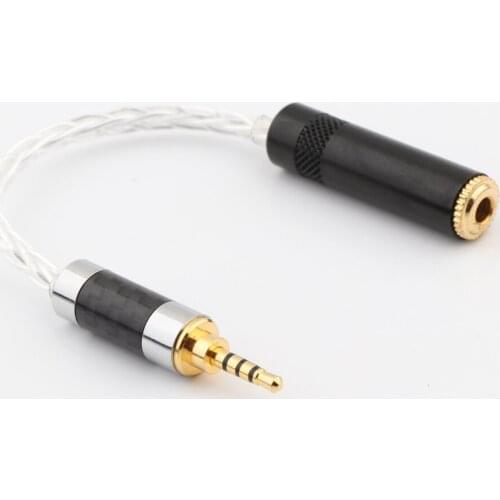 HIFI 10cm 2.5mm Carbon fiber TRRS Balanced Male to 3.5mm Stereo Female Earphone Audio Wire,Adapter Cable