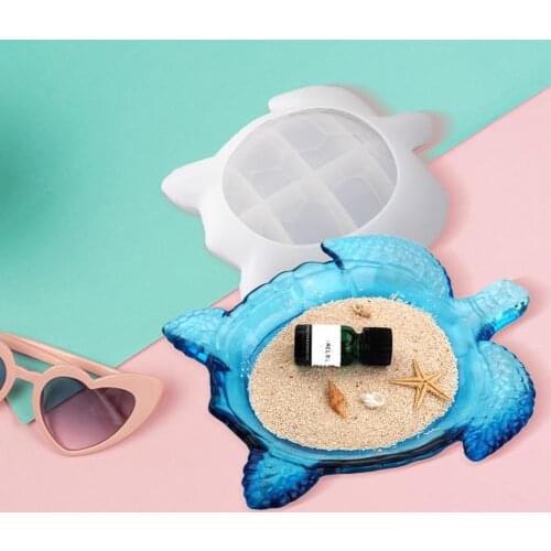 Reusable Tray Mold Non-stick Silicone Sea Turtle Epoxy Plate Mold for Kid Storage mirror silicone mold
