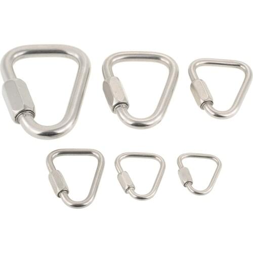 Camping Outdoor Carabiner Stainless Steel Climbing Triangle Quick Link Locking Carabiner Hanging Hook Buckle Hiking Multi Tool
