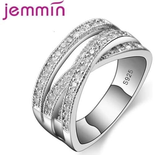 New Elegant S925 Stamped Rings For Women Party Bridal Jewelry 925 Sterling Silver Wedding Engagement Ring Size 5 to13