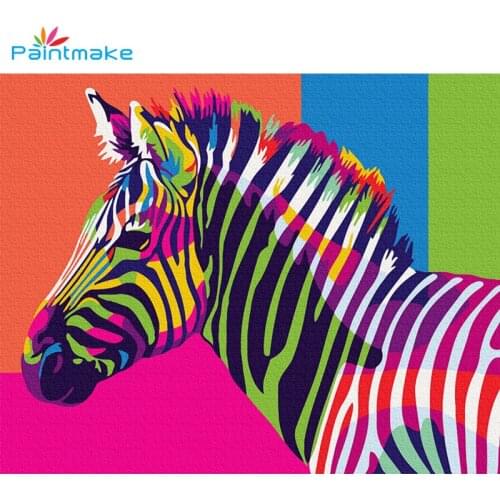 Paintmake Horse DIY Paint By Numbers color animal oil painting on canvas For Home room decor zebra Wall Art Picture