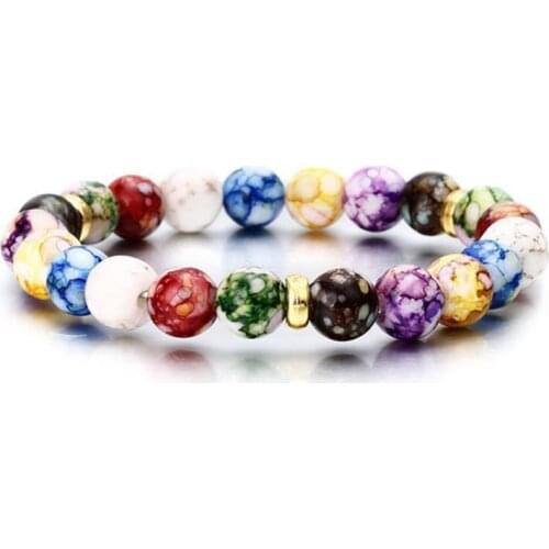 Colorful Healing Beaded Charm Bracelet Natural Stone Fashion Beads Gift For Women Bracelet Yoga Men Jewelry W4X5