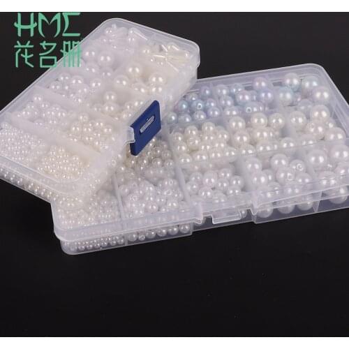 1Box Mixed Size White Ivory Round Imitation Plastic ABS Pearl Beads With Box for DIY Jewelry Finding Making& jewelry accessories