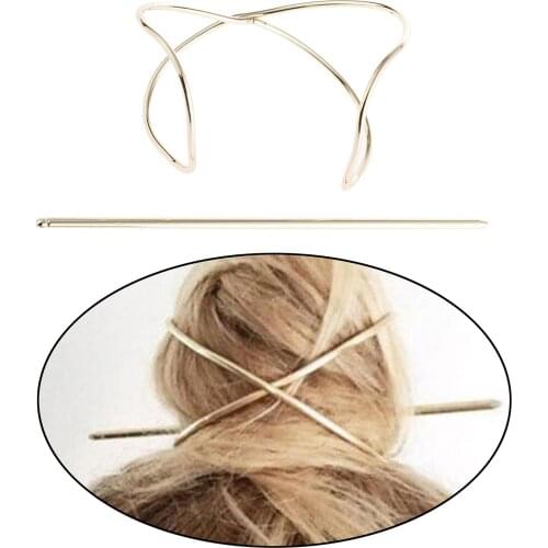 Hair Cuff Bun, X Shaped Hair Cuff Bun, Women Bun Holder Hair Stick Wedding Hair Accessories for Lay Girls