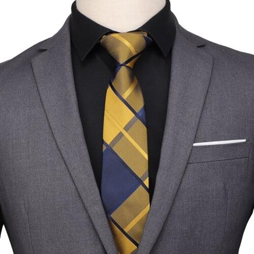 8cm fashion silk tie color plaid blue plaid woven tie for mens business cocktail party formal necktie accessories