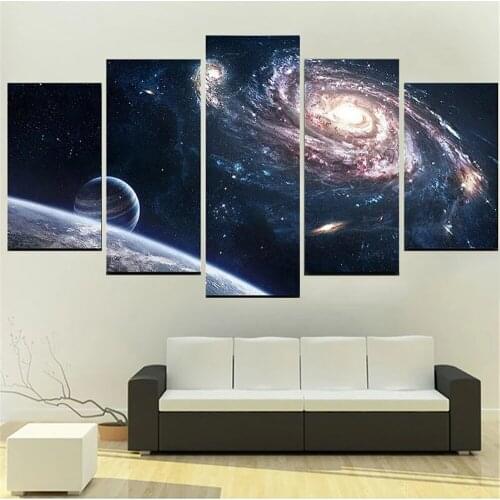 Modular 5 Pieces Hd Print Painting Outer Space Planet Picture Modern Decorative Bedroom Wall Art Living Room Home Decor Poster