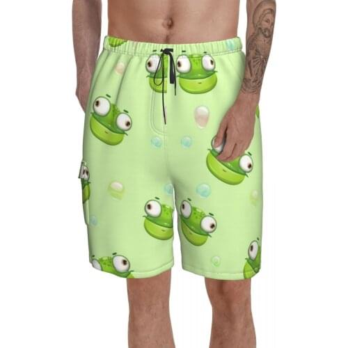 Frog Board Shorts Men Beach Swimming Trunks Polyester Pattern Swim Trunks
