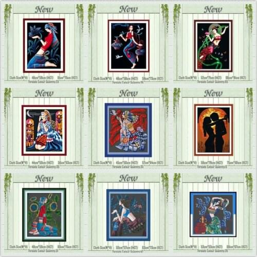Minority girl beautiful Dunhuang woman decor paintings counted canvas DMC 11CT 14CT kits Cross Stitch embroidery needlework Sets