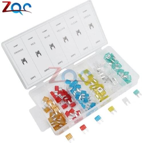 120PCS/Lot Mini Size Fuses Assorted Car Truck Standard Blade Fuse Set 5 / 10 / 15 / 20 / 25 / 30 AMP