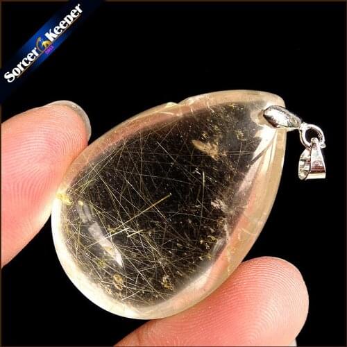 Natural Stones Rutilated Quartz Pendant Hair Crystal Free Necklace Mineral Specimen Garden Crystal Quartz Jewelry Energy OS541