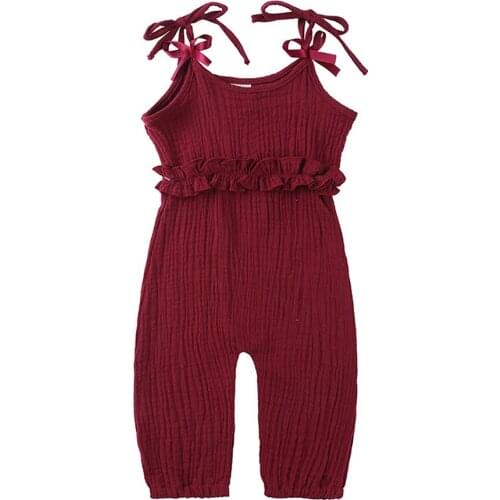 2021 Summer New Newborn Girls Jumpsuit Solid Color Girls Sleeveless Sling One-Piece Suits Infant Babys Longs Rompers 6-24M
