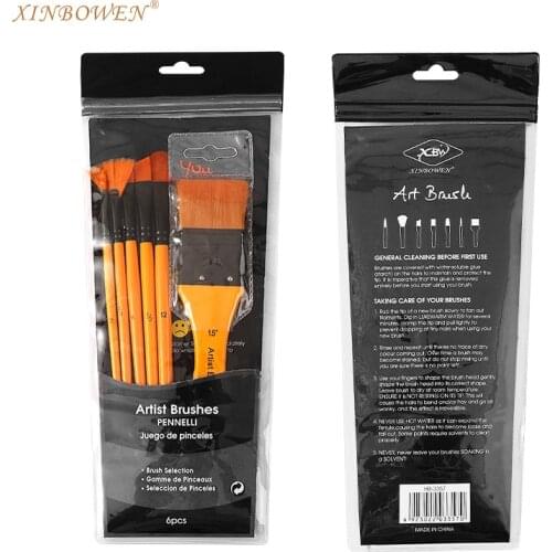 New product 6-piece set of mixed head preferred nylon hair board brush art brush set brush factory direct supply