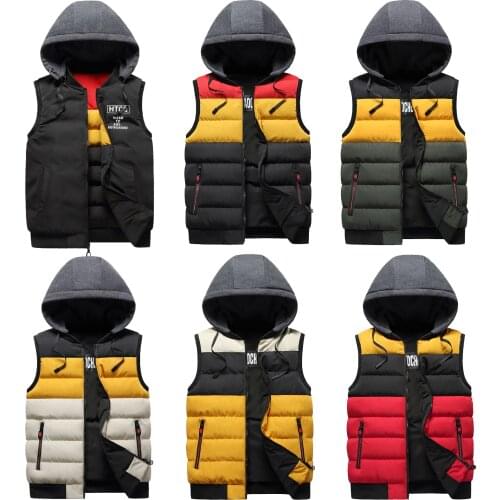 2021 Autumn Winter Mens Hooded Double Sided Wear Fitted Cotton Filling Vest Waistcoat Male Sleeveless Jackets Coats Parkas L-4XL