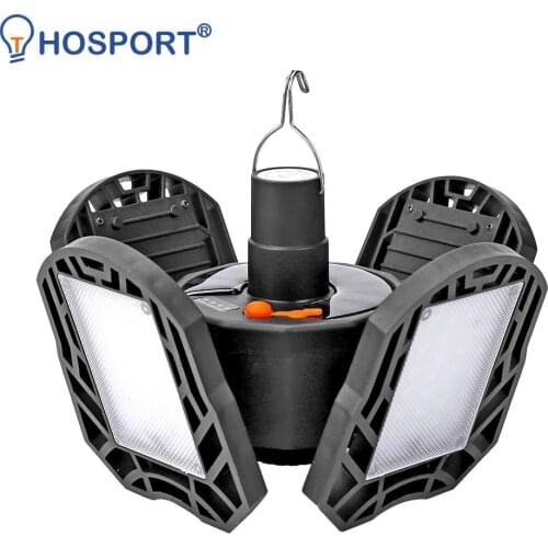 Camping Garage Solar Powered Warehouse Workshop Lighting 96LED 60W Folding Light Garage Fan Shape Industrial Lighting