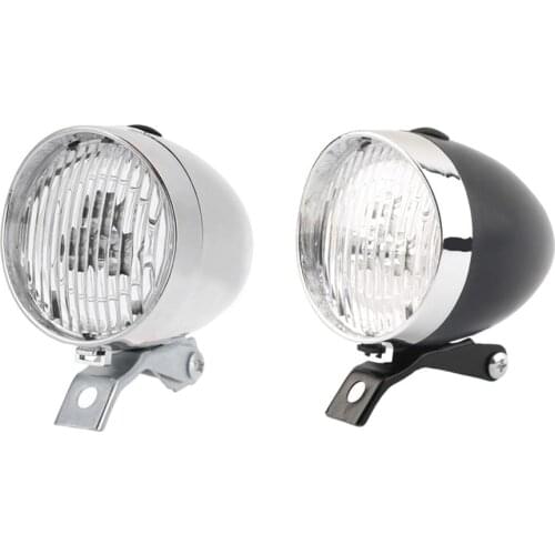 Retro Vintage Bicycle 3LED Front Light Headlight Safety Warning Night Light Bike Decoration Black Silver