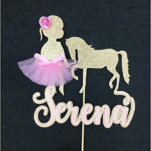 Personalize name number Ballerina Horse Party Centerpiece pick princess birthday party cake toppers baby shower toppers