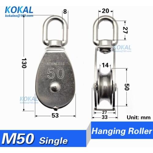 [S-M50] 1pcs/lot high loading medical equipment wire ring grooved stainless steel hanging door window sliding wheel 50mm M50 S50