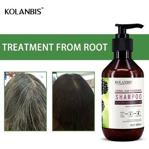 Permanent Black Color Anti Gray Hair Shampoo Treatment White Removal Natural Herbal
