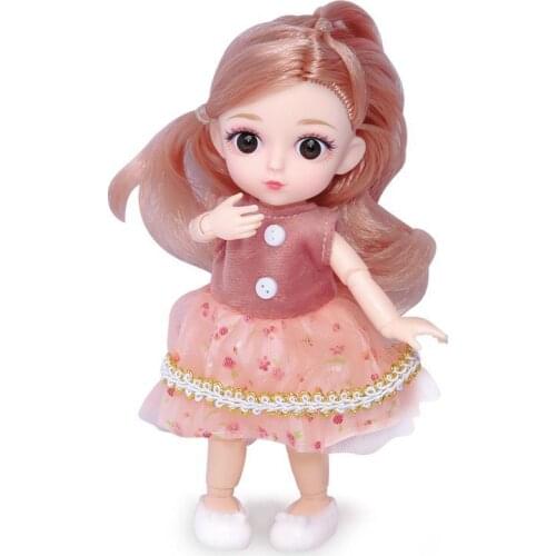 12 Joints 16cm 1/12 Baby BJD Dolls Girls DIY Toy, Including the Shoes and Clothes