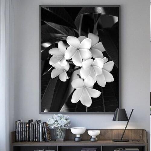 Nordic Minimalist Black and White Flowers Canvas Paintings Printed Lily Posters Wall Art Pictures Bedroom Home Decor Unframed