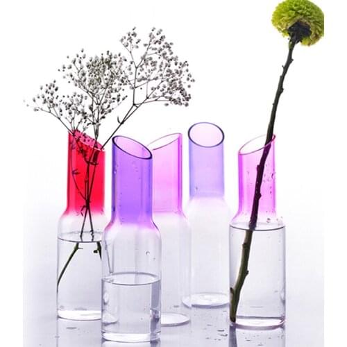 Modern Creativity Multicolor vase Clear Glass home decorative Tabletop Glass Vase Hydroponic Home Office Wedding Garden Decor