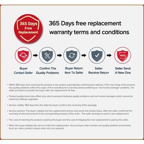 365 Days free replacement warranty terms and conditions
