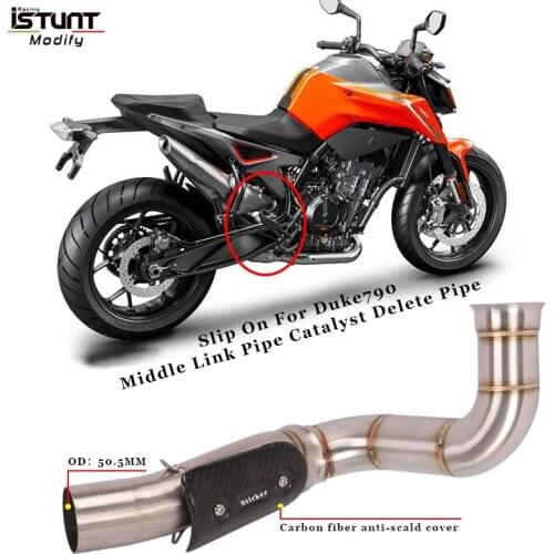 Motorcycle Exhaust Modified Stainless Steel Middle Link Pipe Catalyst Delete Pipe For DUKE 790 duke790 Escape moto