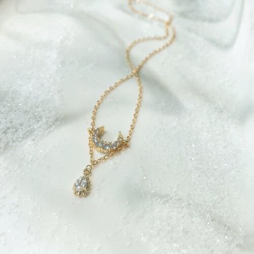 CCijiNG High Quality Artificial Zircon Moon Drop Necklace To Attend The Daily Party With A Romantic Style Gift SG1003