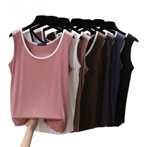 Big Size Summer Tank Tops Women Sleeveless Contrast Color Loose T Shirt Ladies Singlets Camisole Cotton Slim Ladies Thin Vest