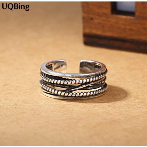 2019 Wholesale 925 Sterling Silver Multi Layer Retro Rings Open 925 Sterling Silver Ring Women Jewelry