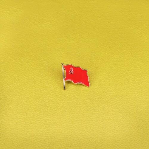 USSR red flag pin sickle and hammer brooch Soviet Communism badge men patriot jewelry red star pins