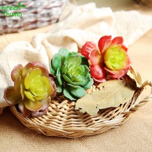 1pc 9cm Artificial Fleshy Snow Lotus Green Planting Artificial Flowers Ornaments DIY Garden Decoration