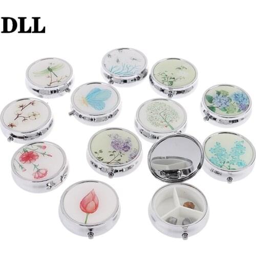 1PCS Medicine Organizer Portable Pill Box Makeup Storage Container Folding Pill Case Metal Pill Cutte