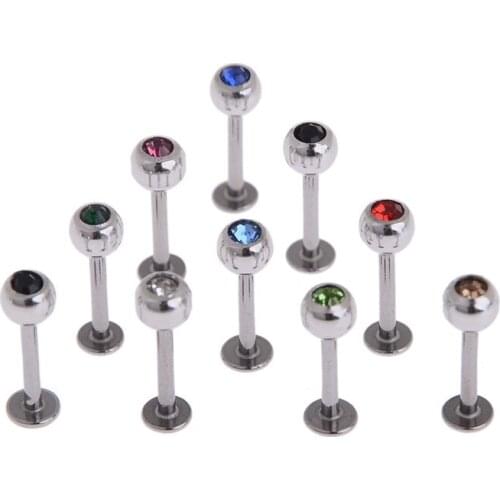 10x Bulk Stainless Steel Lip Chin Labret Ring Bar Stud Tragus Ball Body Piercing