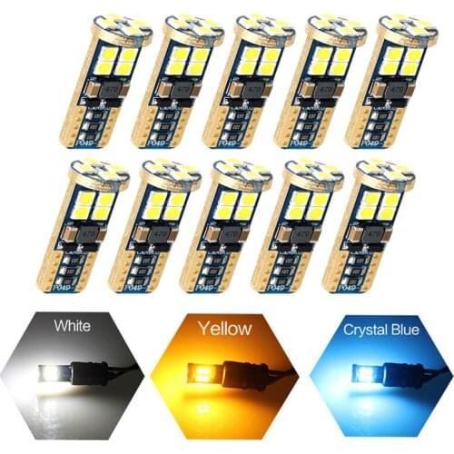 10pcs W5W LED canbus T10 12 smd 3030 no error Car lamp Turn Side License Plate Light Trunk Lamp Clearance Lights White Amber