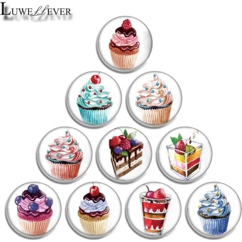 12mm 14mm 16mm 20mm 25mm 30mm 640 Cake Mix Round Glass Cabochon Jewelry Finding 18mm Snap Button Charm Bracelet