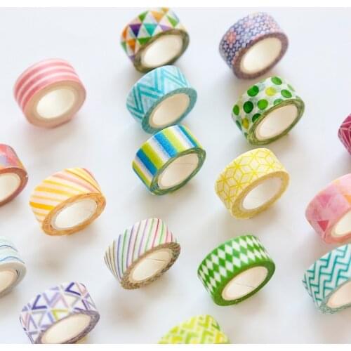 4 Rolls/pack Washi Tape Set Fresh Colorful Geometric Paper Masking Tapes Japanese Washi Tape DIY Scrapbooking Sticker
