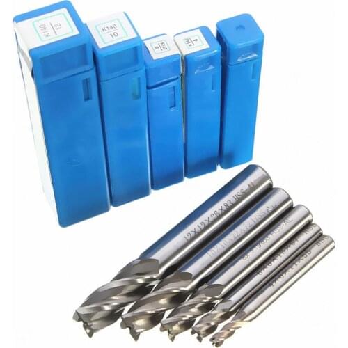 5pcs 4-12mm 4 Flute End Mill Cutter HSS Straight Shank Drill Bits Spiral Carbide Milling Tool Compression Wood Mill Cutter Bits