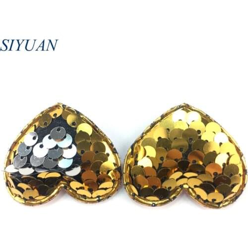 60pcs/lot 1.6'' Reversible Sequin Heart Shape Hair Bow with Lined Hairpin 9 Colors Avilable DIY Hair Accessories TH290