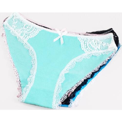 6 Pcs / Lot Panties Women Cotton Low Rise Sexy Lace Briefs Underwear M L XL 9413