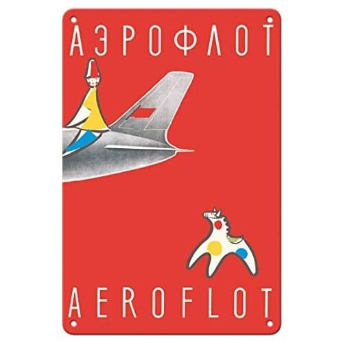 Aeroflot Soviet Airlines - National Airline of The USSR - Airline by Y. Blumin c.1961 Metal Tin Sign