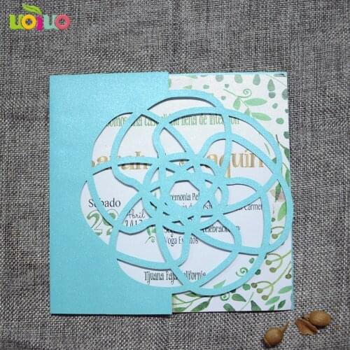 Free shipping 50set inc154 Sky Blue color Romantic Wedding Party Invitation Card Delicate Carved Pattern Wedding Invitation card