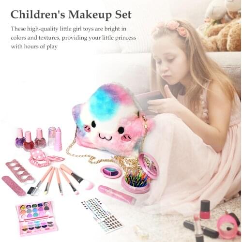 Children Girls Pretend Play Beauty Makeup Cosmetic Set Toy with Crossbody Bag Children Toys Birthday Christmas New Year Gift