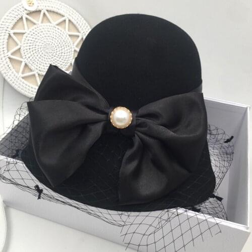 For somebody elses custom of French elegance Hepburn cap socialite bucket hat for girl wool homburg fisherman hat