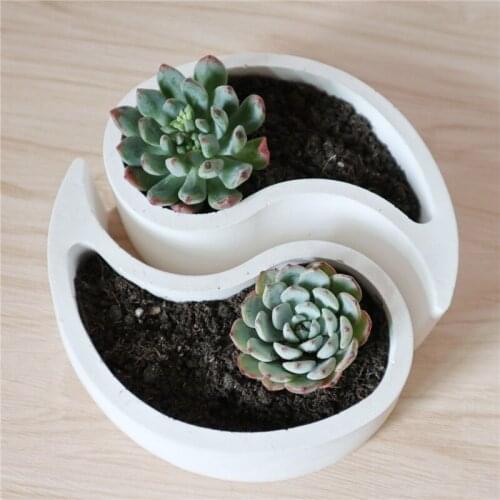 Tai Chi Gossip Succulent Flowerpot Molds DIY Gypsum Cement Green Plants Pot Mold Handmade Clay Crafts Concrete Cement Mould
