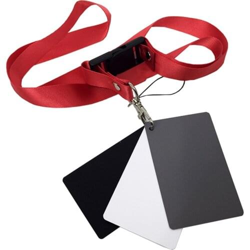White Black 18% Gray Color Balance Cards Digital Grey Card with Neck-Strap DSLR Camera White Balance Card Photography Accessory