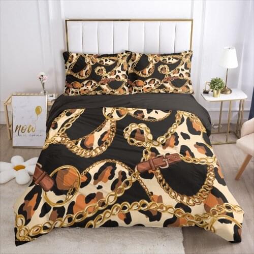 Bed linen set for home Bedding Set Duvet Cover Pillowcase Family sets Euro 2.0 size 2 sp Bed sheet 6pcs Baroque Leopard drop
