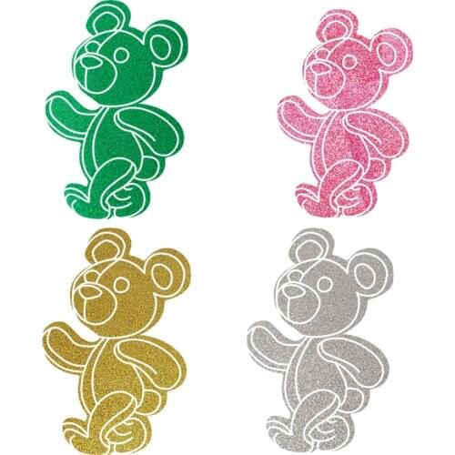 Colorful Bear Stickers on Clothes Ironing stickers Thermal transfer printing cute patches Heat Transfer PVC Patch