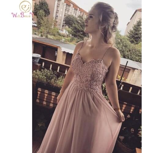 Lace Applique Prom Dress Pink Chiffon Long Beaded Plus Size Formal Spaghetti Strap Sweetheart Sleeveless A Line Evening Gowns